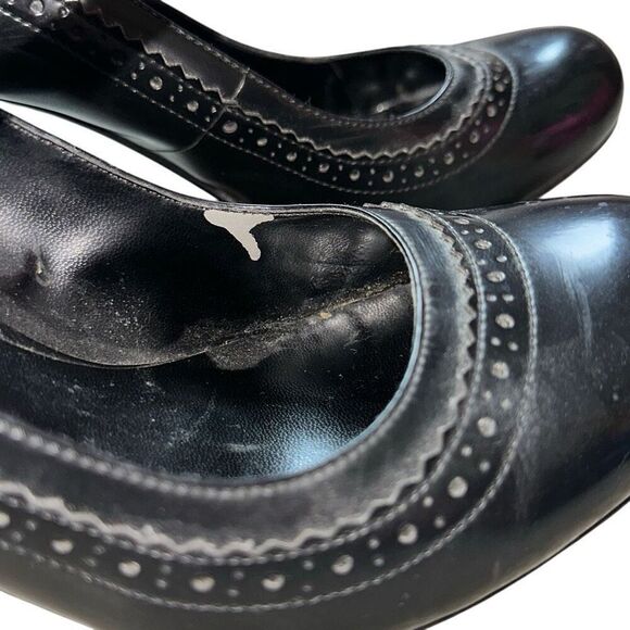 Y2K 2000’s Aldo sz 40/9.5 chunky Mary Jane pumps round toe leather black heels - Picture 7 of 9